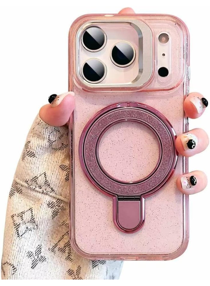 Eco Glitter Liquid Kickstand Case for iPhone 17 Pro max,Cute Luxury Bling Sparkle with Camera stand Flowing Ring Stand Plating Bumper Shockproof Women Girls Cover for iPhone 17 pro max - Image 1